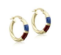 CARISSIMA Boucles d'oreilles créoles en or 9 carats 21,5 mm en émail bicolore pour femme, Or 9 carats