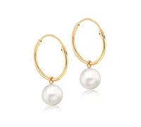 Carissima Boucles d'oreilles créoles en or jaune 9 carats avec perles d'eau douce de 6 mm et 13 mm Pour Femme
