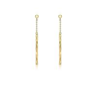 Carissima Boucles d'oreilles en or jaune 9 carats pour femme, chaîne et barre à facettes de 3 mm x 41,5 mm