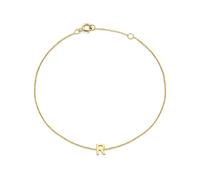 CARISSIMA Bracelet Femme en Or Jaune 9 ct Initiale R Ajustable Longueur 15-18,5 cm