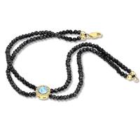 CARISSIMA Bracelet Femme en Or Jaune 9 ct Spinelle Noir avec Topaze Bleue 0,06 ct Diamant Longueur 19 cm/7,5"