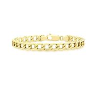 CARISSIMA Bracelet Homme en Or Jaune 9 ct Chaîne Forçat Semi-Creuse Longueur 21,5 cm/8,5"