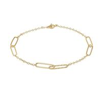 CARISSIMA Bracelet pour femme en or jaune 9 carats avec maillons type trombone double texture et polis (station), 19 cm / 7,5"