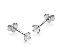Carissima - Clous et Puces Boucles d'Oreilles Femme - 9 cts Or 375/1000 Or Blanc Oxyde de Zirconium