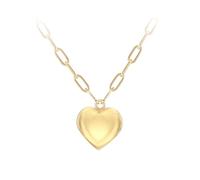 CARISSIMA Collier ajustable en papier avec cœur gonflé pour femme en or jaune 9 ct, longueur 46-48 cm/18-19"