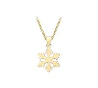 CARISSIMA Collier avec Pendentif 'Flocon de Neige' Poli pour Femme, Chaîne Maille Gourmette Ajustable en Or Jaune 9ct (375) - 41 cm / 46 cm