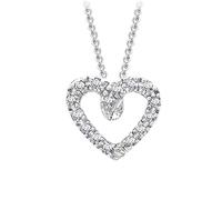 CARISSIMA - Collier Femme avec pendentif - Coeur - Or blanc (9 carats) 1.2 Gr - Diamant