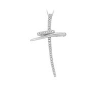 CARISSIMA - Collier Femme avec pendentif - Croix - Or blanc (9 cts) - Diamant