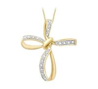 CARISSIMA - Collier Femme avec pendentif - Croix - Or jaune (9 Cts) 2.28 Gr - Diamant