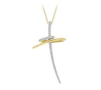 Carissima - Collier Femme avec pendentif - Croix - Or jaune (9 cts) 2.45 Gr - Diamant