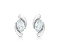 CARISSIMA Femme 9 ct Or Blanc Boucles d’oreilles Clous Aigue-Marine