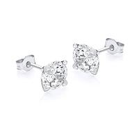 CARISSIMA Femme 9 ct Or Blanc Boucles d’oreilles Clous CZ Rond 8 mm