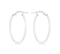 CARISSIMA Femme 9 ct Or Blanc Boucles d’oreilles Créoles Ovales 14 x 30 mm