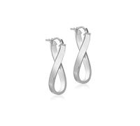 CARISSIMA Femme 9 ct Or Blanc Boucles d’oreilles Créoles Twist Oval