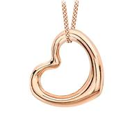 CARISSIMA Femme 9 ct Or Rose Pendentif Cœur Flottant sur Chaîne Curb 46 cm