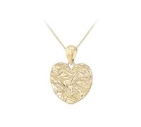 CARISSIMA Femme 9ct Or Jaune Collier Coeur Texturé avec Chaîne Curb Coupe Diamant 25 (46 cm / 18')