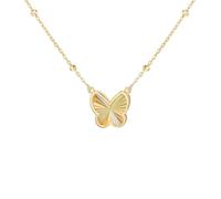 CARISSIMA Femme 9ct Or Jaune Papillon Arc-en-Ciel Collier Ajustable avec Perles 43cm/17' - 46cm/18'