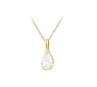 CARISSIMA Femme 9ct Or Jaune Pendentif Goutte CZ 5 x 7 mm avec Chaîne Curb Coupe Diamant 25 (46 cm / 18')