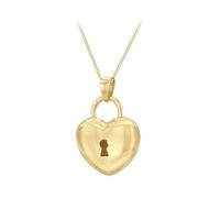 CARISSIMA Femme 9ct Or Jaune Pendentif Key to my Heart avec Chaîne Curb Coupe Diamant 25 (46 cm / 18')