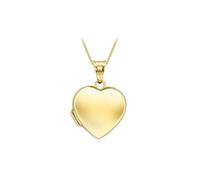 CARISSIMA Femme 9ct Or Jaune Pendentif Médaillon Coeur Poli 15,5 x 22,5 mm sur Chaîne Curb Coupe Diamant 25 (46 cm / 18")
