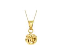CARISSIMA Femme 9ct Or Jaune Pendentif Nœud 16 x 8,8 mm avec Chaîne Curb Coupe Diamant 25 (46 cm / 18')