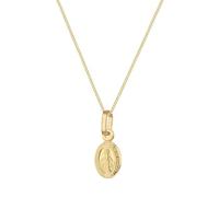 CARISSIMA Femme 9ct Or Jaune Pendentif Sainte Marie Ovale 15 x 6 mm avec Chaîne Curb Coupe Diamant 25 (46 cm / 18')