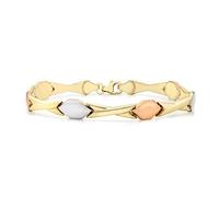 CARISSIMA Femme Bracelet câlins et baisers en or trois couleurs 9 ct de 19 cm