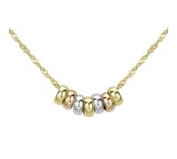 CARISSIMA Femme Collier chaîne anneaux porte-bonheur en or trois couleurs 9 ct de 41 cm