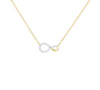 CARISSIMA Femme Collier réglable Infinity en or jaune 9 carats avec diamant 0,10 ct, 41 cm / 16'-43 cm / 17'-46 cm / 18'