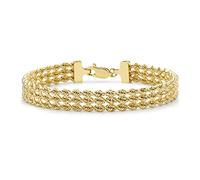 CARISSIMA- Bracelet 3 Fils Or 9 Carats 18cm/7, Fin, Femme, Jaune 7 Pouces