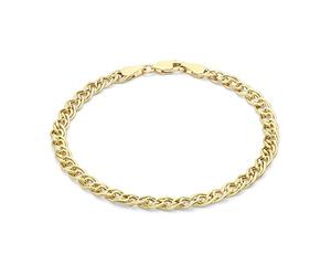 CARISSIMA Femme Or Jaune 9 ct Bracelet Double Hollow Link de 18 cm/7 pouces