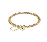 CARISSIMA Femme Or Jaune 9 ct Bracelet Double Semi Hollow Panza Heart Padlock de 18 cm/7 pouces