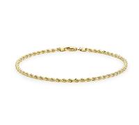 CARISSIMA Femme Or Jaune 9 ct Bracelet Semi-Hollow Diamond Cut Rope de 18 cm/7 pouces