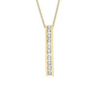 CARISSIMA Femme Or Jaune 9 ct Collier avec Pendentif Bar Drop 9 Cubic Zirconia sur Curb Chain de 41 cm