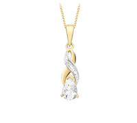 CARISSIMA Femme Or Jaune 9 ct Collier avec Pendentif Cross-Over Diamant et Aquamarine sur Curb Chain de 46 cm/18 pouces