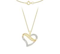 CARISSIMA Femme Or Jaune 9 ct Collier avec Pendentif Cœur 'I LOVE YOU' Diamant sur Chain de 46 cm/18 pouces