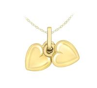 CARISSIMA Femme Or Jaune 9 ct Collier avec Pendentif Double Cœur sur 20 Soldered Trace Chain de 46 cm/18 pouces