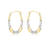 CARISSIMA Femmes 9 ct Or Bicolore Boucles Créoles Motif