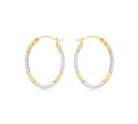 CARISSIMA Femmes 9 ct Or Bicolore Boucles Créoles Oval Diamantées