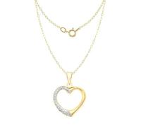 CARISSIMA Femmes 9 ct Or Bicolore Chaîne Cœur Ouvert 46 cm/18 Pouces