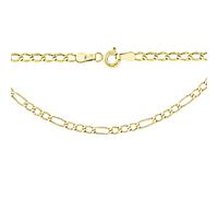 CARISSIMA Femmes 9 ct Or Jaune Chaîne Figaro Creuse 2,5 mm Longueur 46 cm/18 Pouces