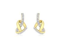 CARISSIMA Femmes 9 ct Or Jaune Clous Cœur Diamant Knot