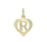 CARISSIMA Femmes 9 ct Or Jaune Pendentif Cœur Initiale 'R' Diamant - CHAÎNE NON INCLUSE