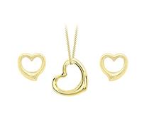 CARISSIMA - Parure Collier Femme - Boucles d'Oreilles cœur Or Jaune 9 carats