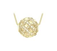 CARISSIMA Pendentif boule en maille diamantée en or jaune 9 ct sur chaîne de 46 cm