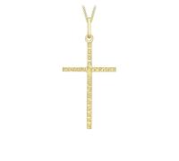 CARISSIMA Pendentif croix fine diamantée en or jaune 9 ct sur chaîne curb de 46 cm/18"