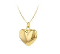 CARISSIMA Pendentif en forme de cœur bouffant en or jaune 9 carats 16 mm x 20 mm avec 30 diamants taillés sur chaîne Belcher 46 cm/18
