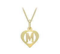 CARISSIMA Pendentif femme en or jaune 9 ct diamant initiale 'M' en forme de cœur sur chaîne curb - 46 cm / 18"