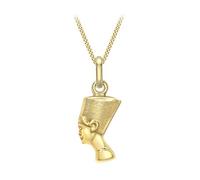 CARISSIMA Pendentif femme en or jaune 9 ct Nefertiti poli et satiné sur chaîne curb - 46 cm / 18"