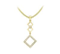CARISSIMA Pendentif goutte trois carrés en or jaune 9 ct avec oxyde de zirconium sur chaîne curb ajustable en or jaune 9 ct 0,4 mm de 41 cm/16" - 46 cm/18"